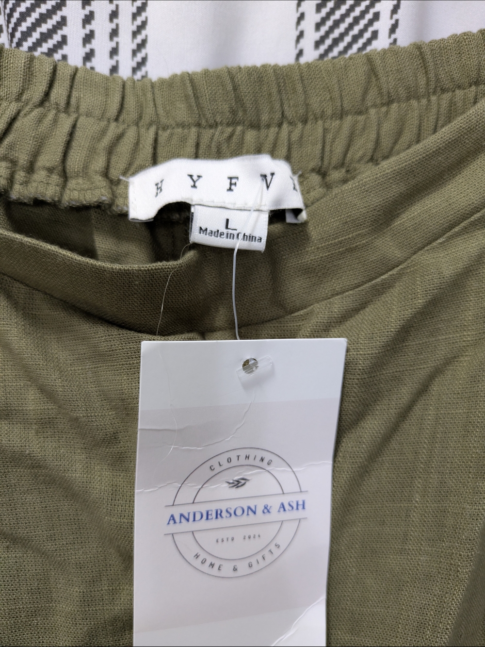 Olive Green Linen Pants - Size L